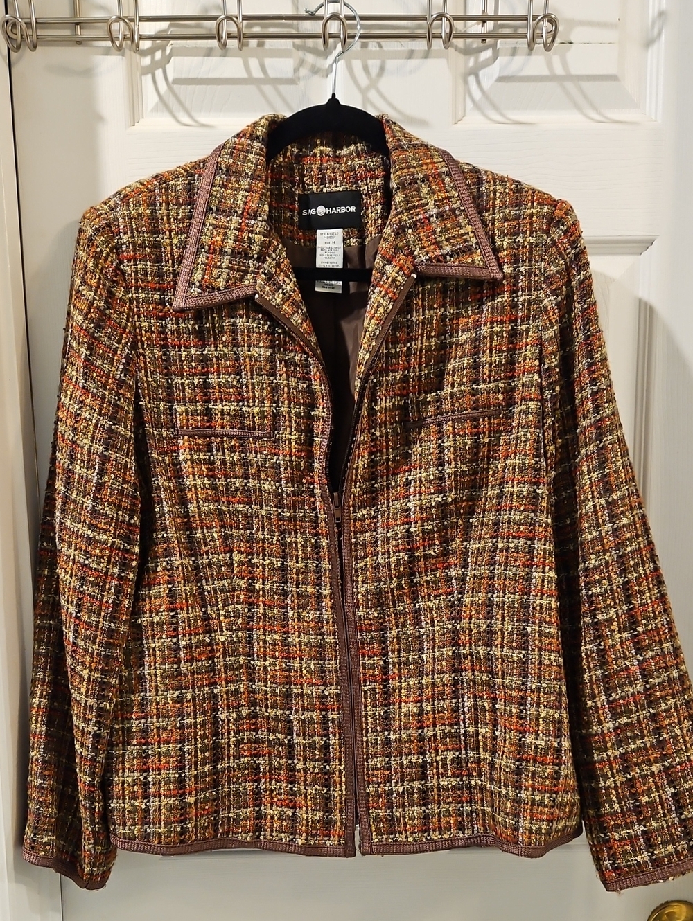 Sag Harbor Multi-Color Tweed Zip Jacket